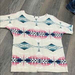 Tribal Print Short Sleeve Sweater